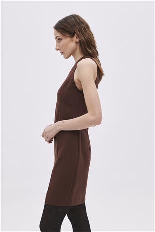 Brown Sleeveless Mini Dress