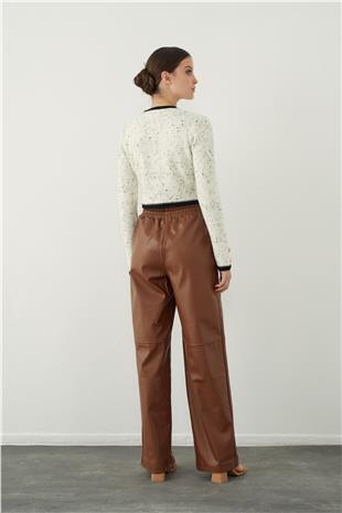 Loose fit leather look trousers