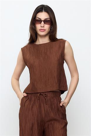 Kahverengi Fitilli Bluz