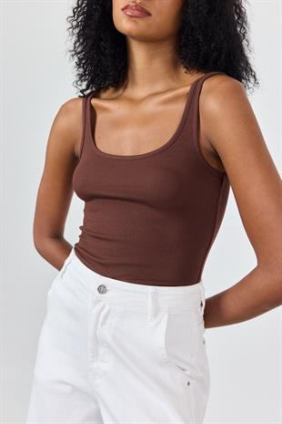 Kahverengi Kalın Askılı Atlet