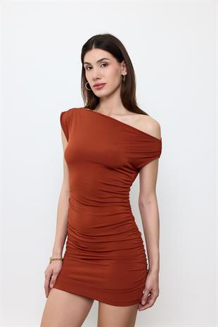 Kahverengi Mini Elbise