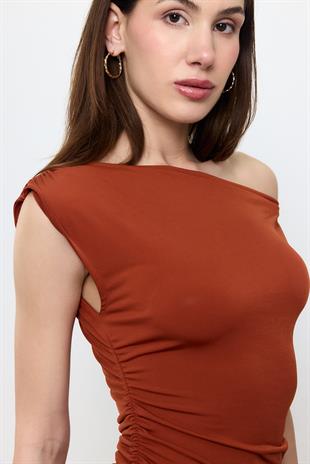 Kahverengi Mini Elbise