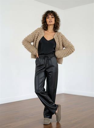 Kahverengi PÜSKÜLLÜ TRİKO CEKET Hırka