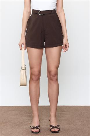 Kahverengi Kemerli Şort
