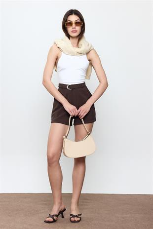 Kahverengi Kemerli Şort