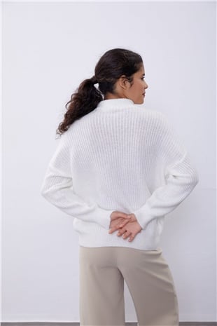 Bone Color Crop Tube Sweater SWK4333KE