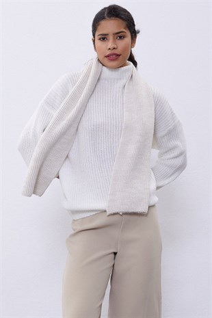 Bone Color Crop Tube Sweater SWK4333KE