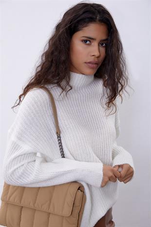 Bone Color Long Tube Sweater SWK4334KE