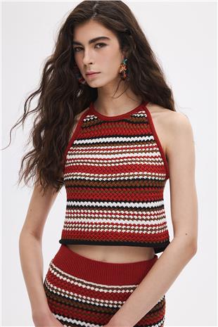 Kiremit Halter Triko Bluz