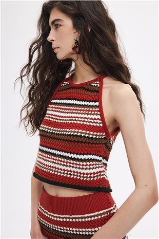 Kiremit Halter Triko Bluz