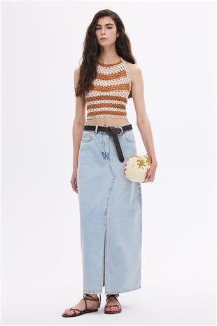 Kiremit Halter Yakalı Crop