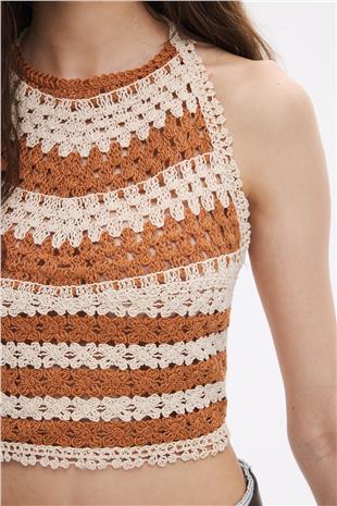 Kiremit Halter Yakalı Crop