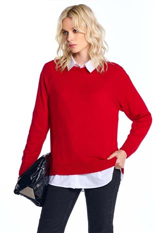 Kırmızı Bisiklet Yaka Kazak