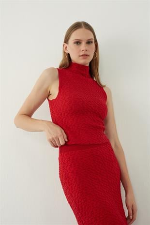 High neck knitted blouse