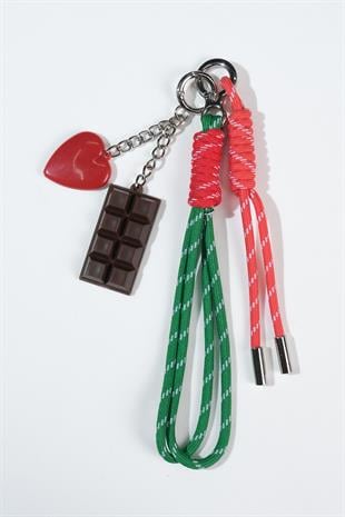 Kırmızı Kalpli ve Çikolata Uçlu Anahtarlık