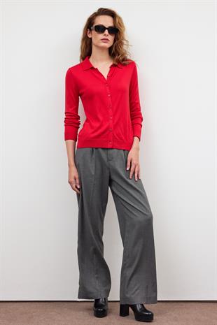 Kırmızı POLO YAKA TRİKO HIRKA