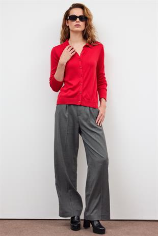 Kırmızı POLO YAKA TRİKO HIRKA