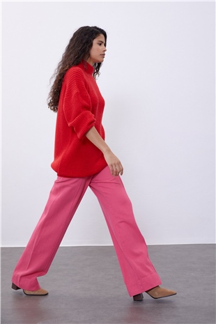 Red Long Tube Sweater SWK4334KR