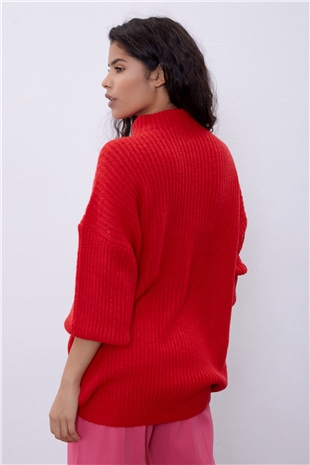 Red Long Tube Sweater SWK4334KR