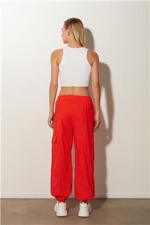 Red High Waist Cargo Pants SS23P4784KI