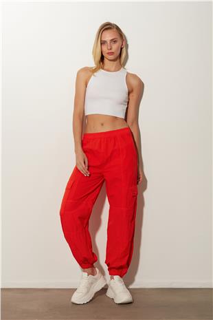 Red High Waist Cargo Pants SS23P4784KI