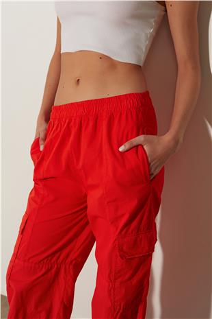 Red High Waist Cargo Pants SS23P4784KI