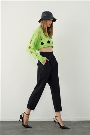 Oversize Pointelle Knitted Crop Sweater