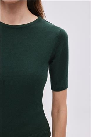 Dark Green Short Sleeve Sweater