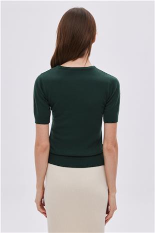 Dark Green Short Sleeve Sweater