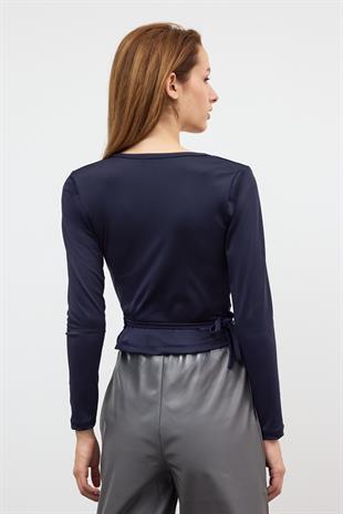 Lacivert BASİC KRUVAZE BAĞLAMALI BLUZ