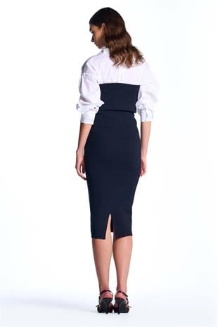 Lacivert Straplez Elbise