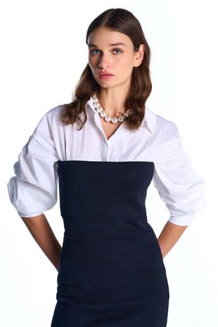 Lacivert Straplez Elbise