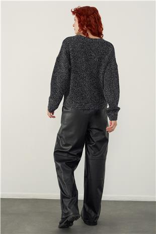 Navy Brushed Textured Buttoned Knitwear Cardigan