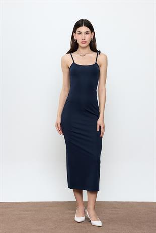 Lacivert Midi Boy Elbise