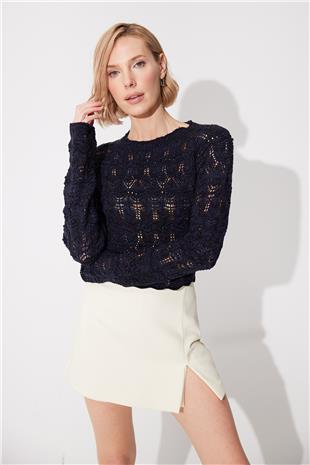 Purple Back detailed crew neck knit Sweater SS23K4694MO