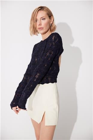 Purple Back detailed crew neck knit Sweater SS23K4694MO