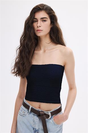 Lacivert Triko Büstiyer Top