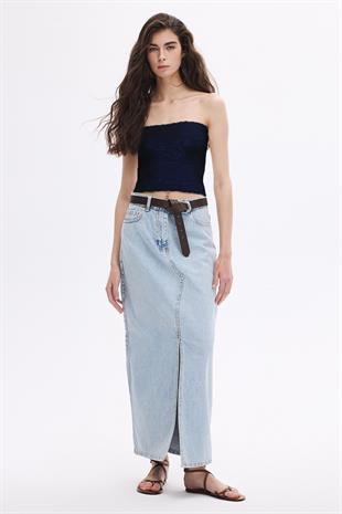 Lacivert Triko Büstiyer Top