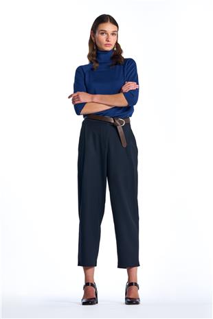 Lacivert Yüksek Bel Pantolon