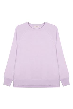 Lila Bisiklet Yaka Kazak