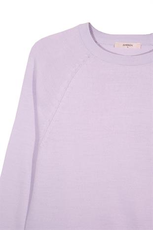 Lila Bisiklet Yaka Kazak