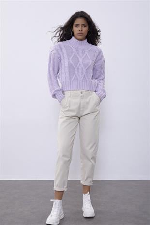 lilacc Knit Pattern Crop Sweater SWK4306LL