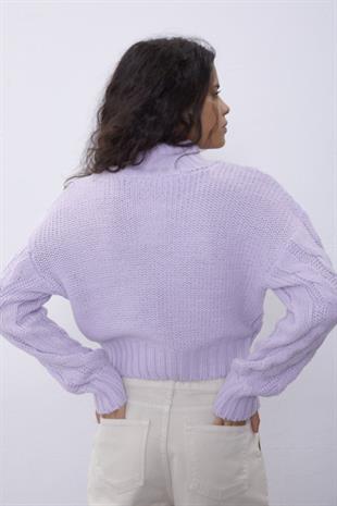 lilacc Knit Pattern Crop Sweater SWK4306LL