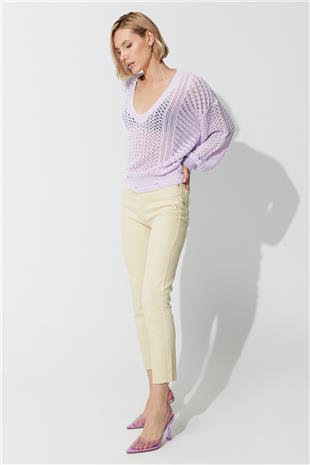 lilacc V-Neck  Knit Pattern Knit Sweater SWK4600LL