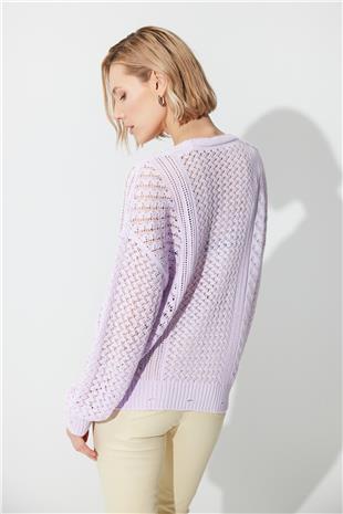 lilacc V-Neck  Knit Pattern Knit Sweater SWK4600LL