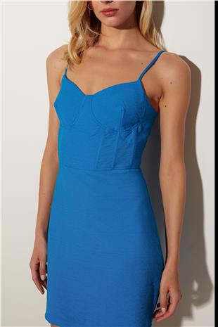 Blue Strapped Mini Dress SS23D4782MA