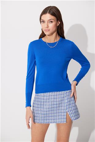 Blue Basic Knit Sweater SWK4626MA