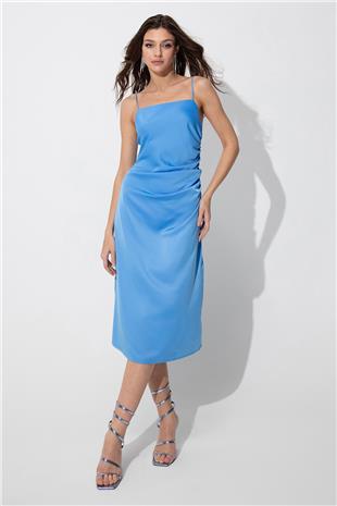 Blue Pleated Midi Dress SS23D4734MA