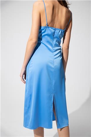 Blue Pleated Midi Dress SS23D4734MA