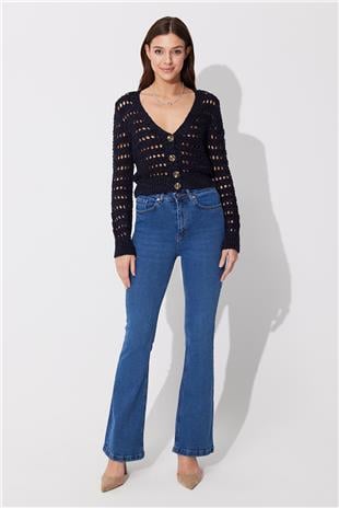 Blue High Waist Flared pants Jean SS23JP4743MA